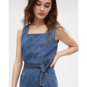 Gap Squareneck Wide-Leg Denim Jumpsuit